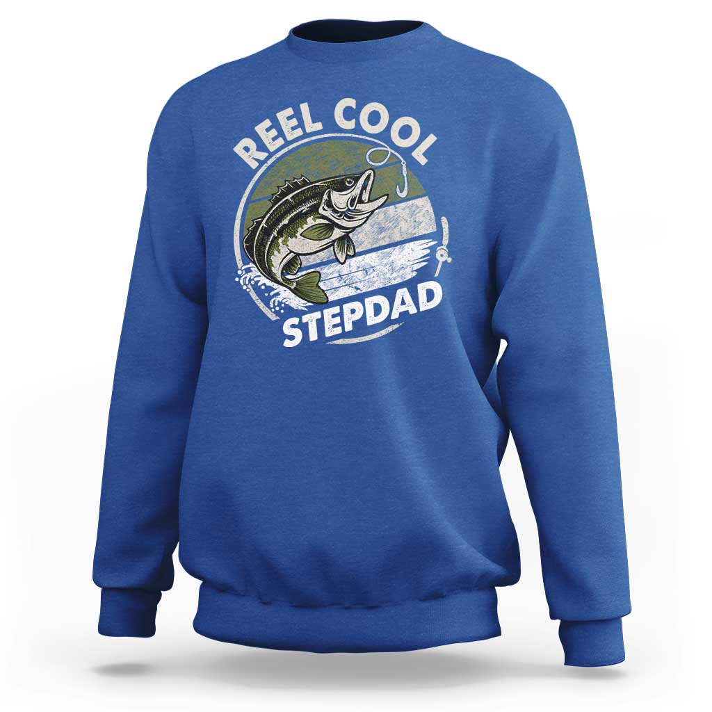 Reel Cool Stepdad Sweatshirt Fathers Day Gift for Fisherman Bonus Dad