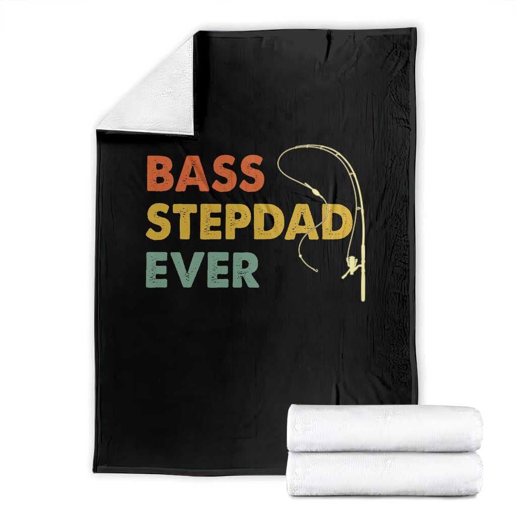 Fishing Bonus Dad Throw Blanket Retro Bass Stepdad Ever Fathers Day Fisherman