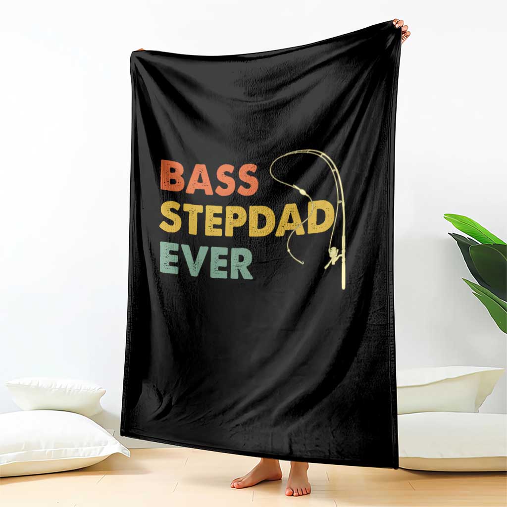 Fishing Bonus Dad Throw Blanket Retro Bass Stepdad Ever Fathers Day Fisherman