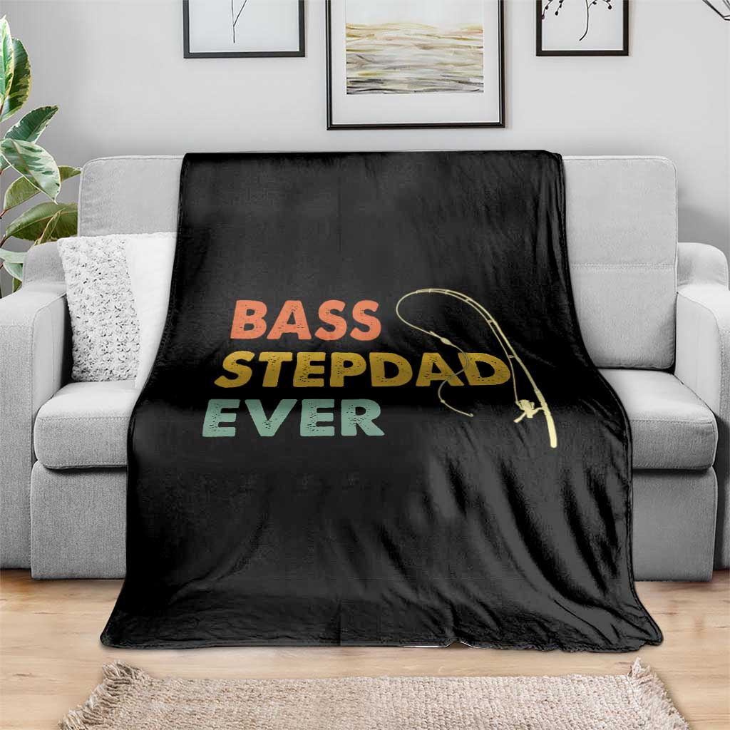 Fishing Bonus Dad Throw Blanket Retro Bass Stepdad Ever Fathers Day Fisherman