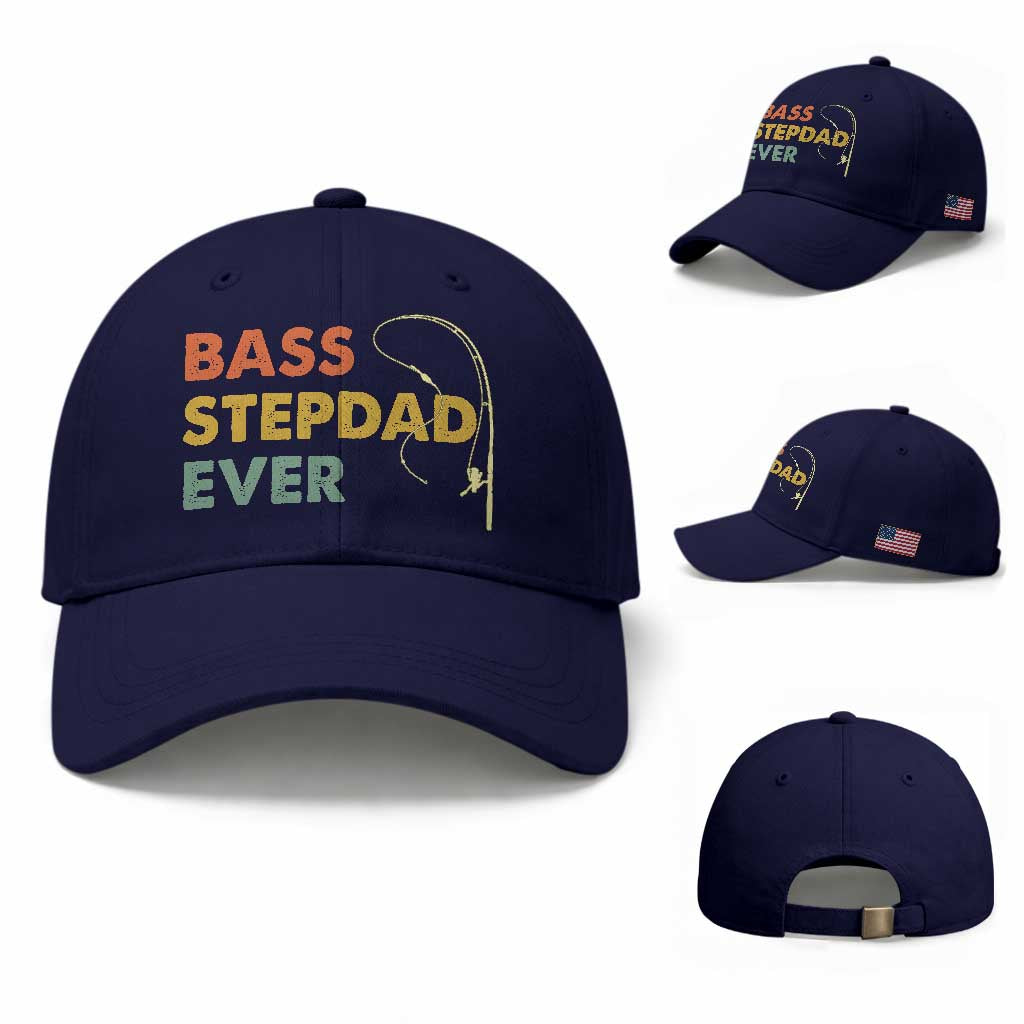 Fishing Bonus Dad Baseball Cap Retro Bass Stepdad Ever Fathers Day Fisherman