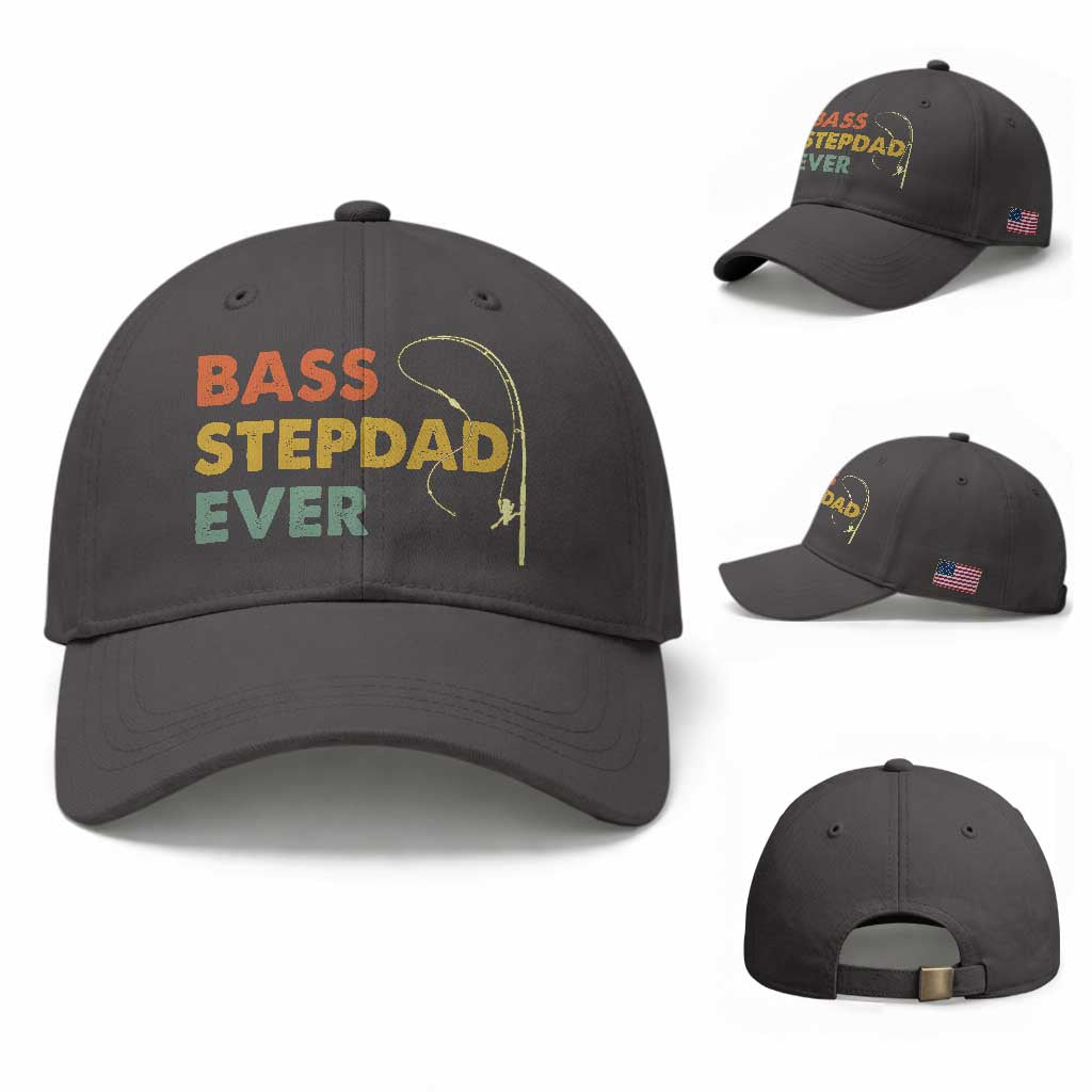 Fishing Bonus Dad Baseball Cap Retro Bass Stepdad Ever Fathers Day Fisherman