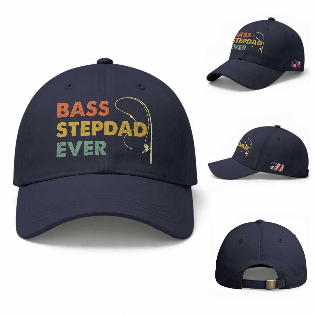Fishing Bonus Dad Baseball Cap Retro Bass Stepdad Ever Fathers Day Fisherman