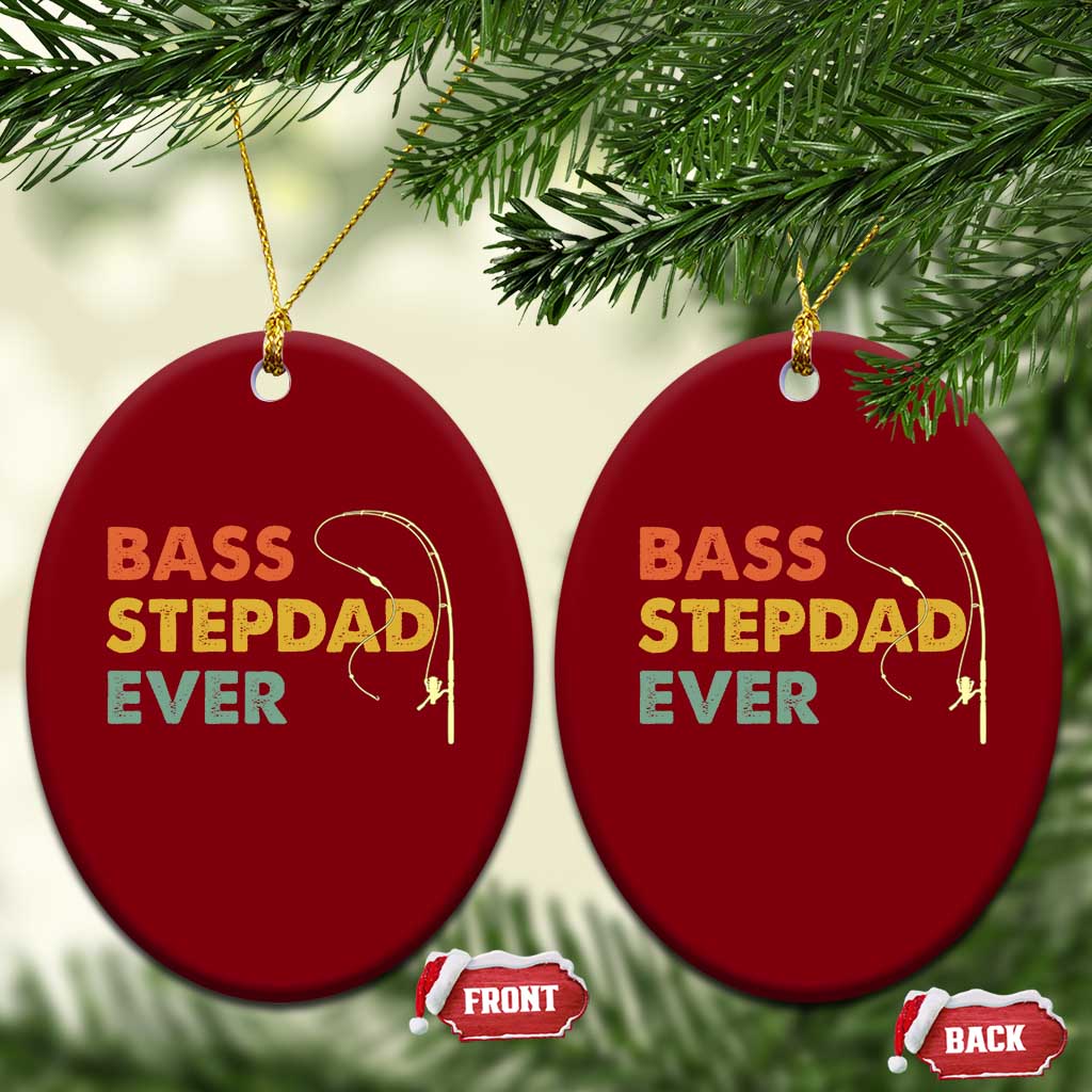 Fishing Bonus Dad Ceramic Ornament Retro Bass Stepdad Ever Fathers Day Fisherman