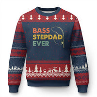 Fishing Bonus Dad Ugly Christmas Sweater Retro Bass Stepdad Ever Fathers Day Fisherman