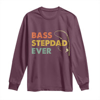 Fishing Bonus Dad Long Sleeve Shirt Retro Bass Stepdad Ever Fathers Day Fisherman