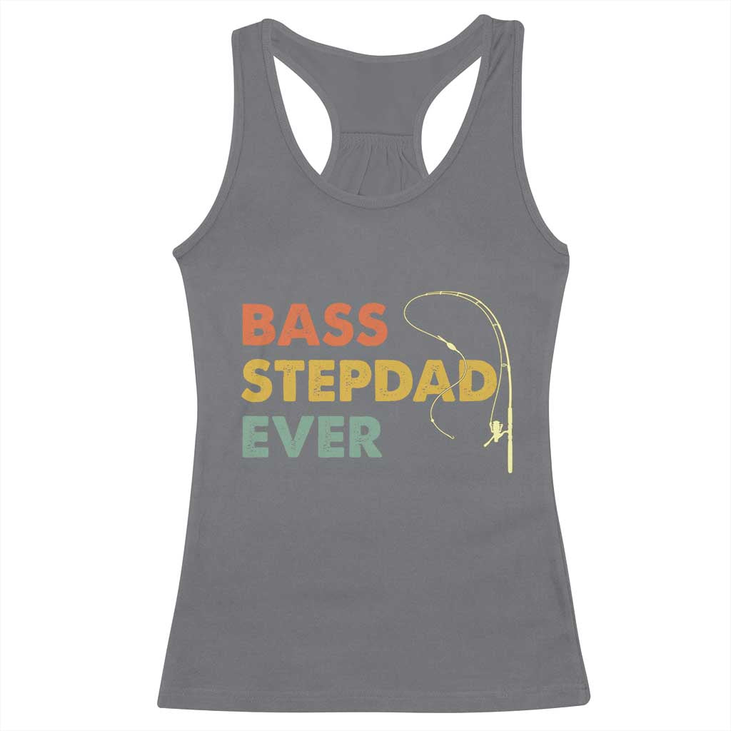 Fishing Bonus Dad Racerback Tank Top Retro Bass Stepdad Ever Fathers Day Fisherman