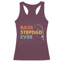 Fishing Bonus Dad Racerback Tank Top Retro Bass Stepdad Ever Fathers Day Fisherman