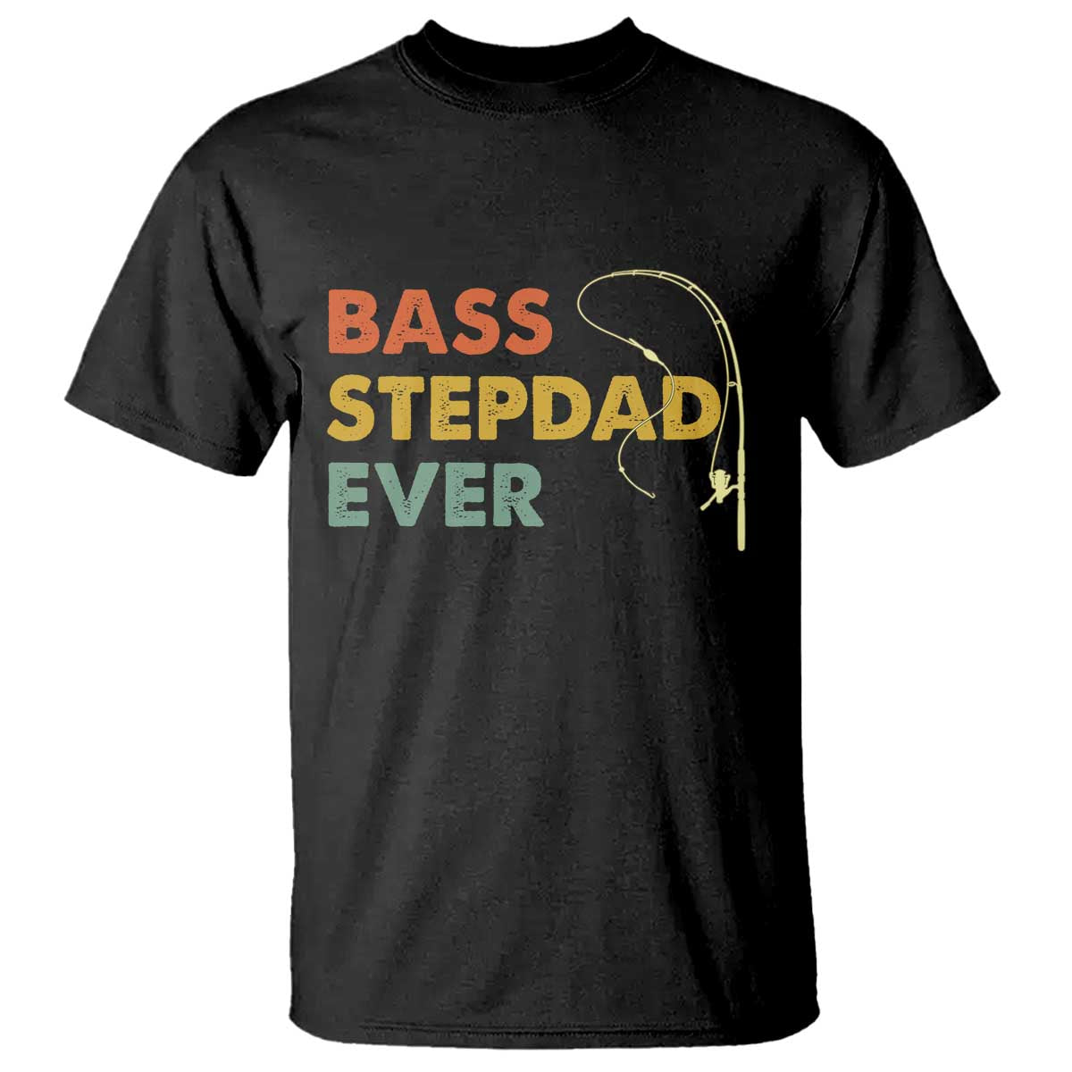 Fishing Bonus Dad T Shirt Retro Bass Stepdad Ever Fathers Day Fisherman