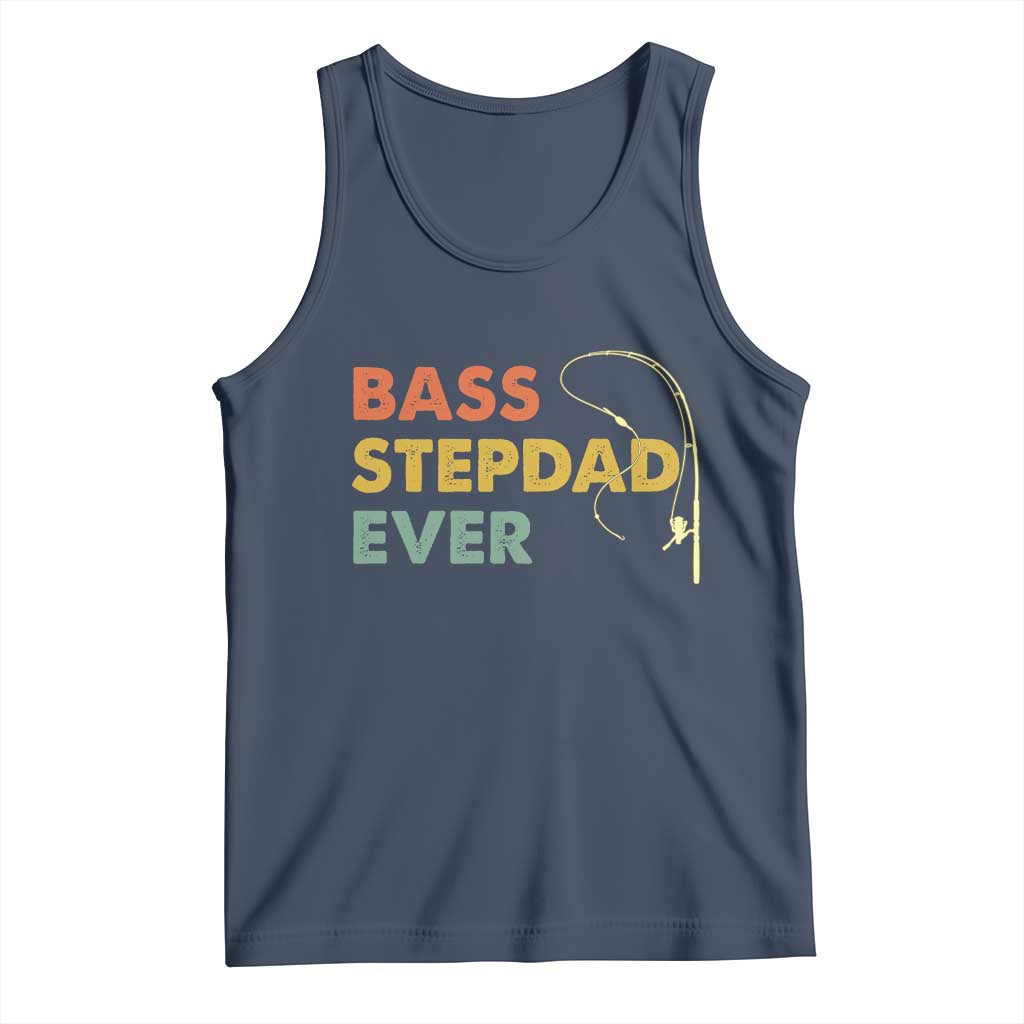 Fishing Bonus Dad Tank Top Retro Bass Stepdad Ever Fathers Day Fisherman