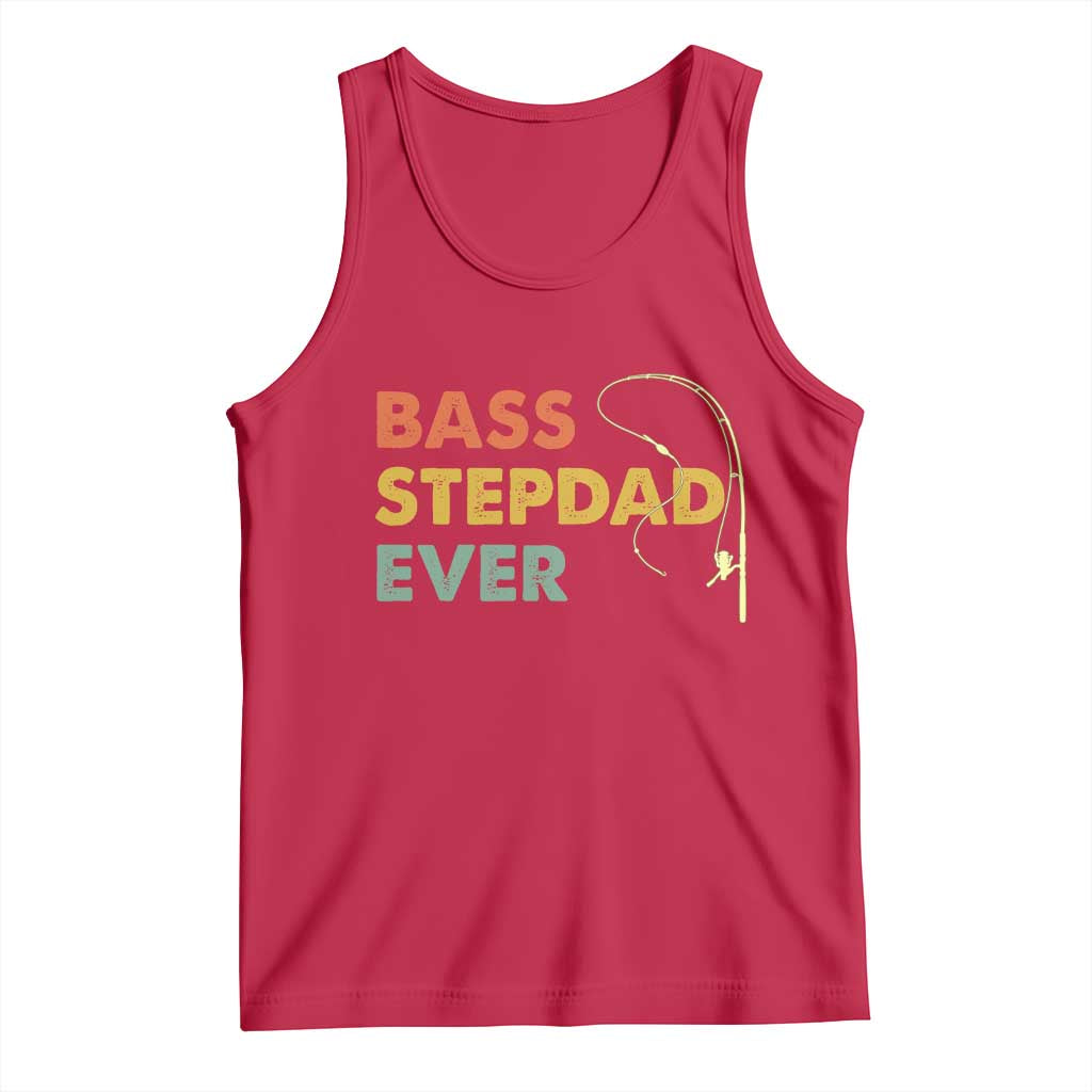 Fishing Bonus Dad Tank Top Retro Bass Stepdad Ever Fathers Day Fisherman