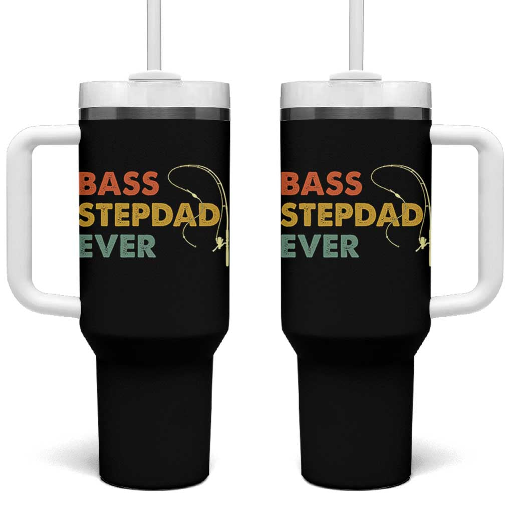 Fishing Bonus Dad Tumbler With Handle Retro Bass Stepdad Ever Fathers Day Fisherman