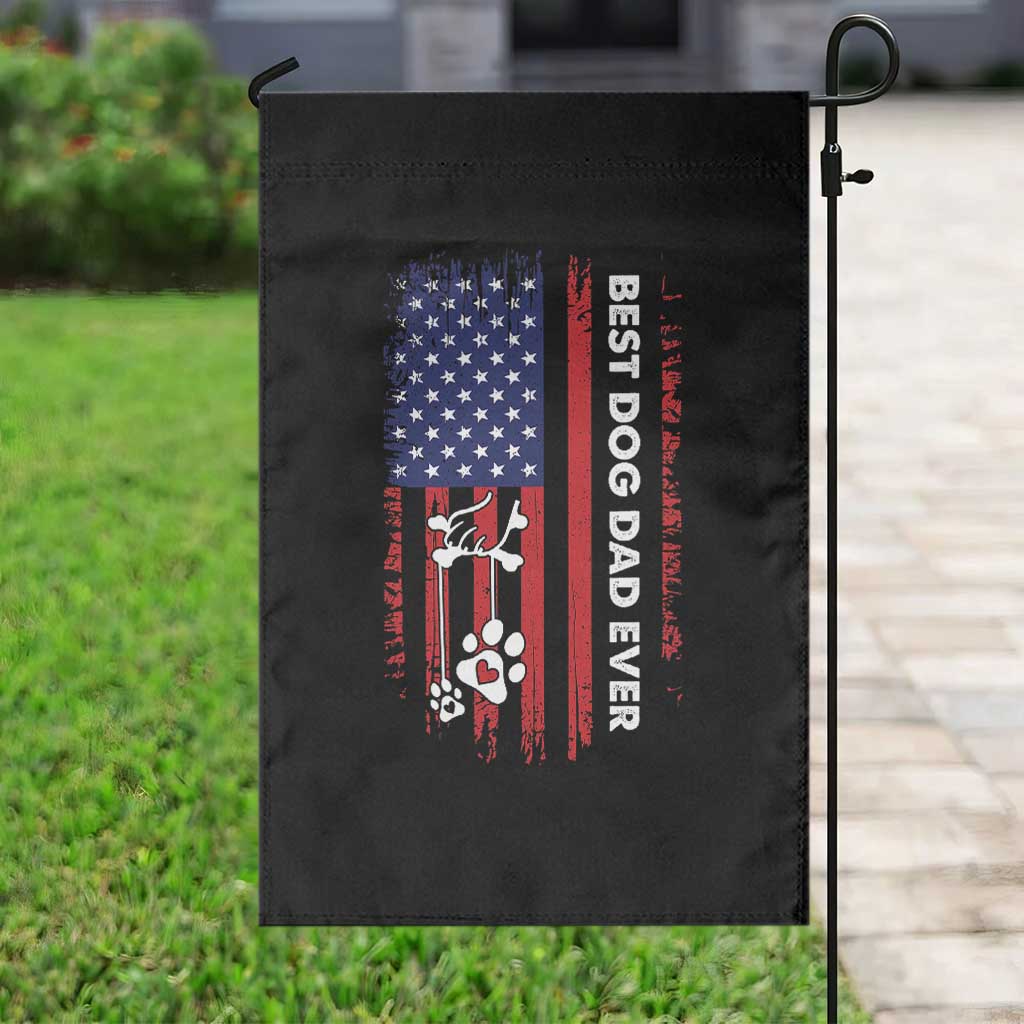 Best Dog Dad Ever Garden Flag Fathers Day Gift From Dog USA Flag Puppy Lover Paw