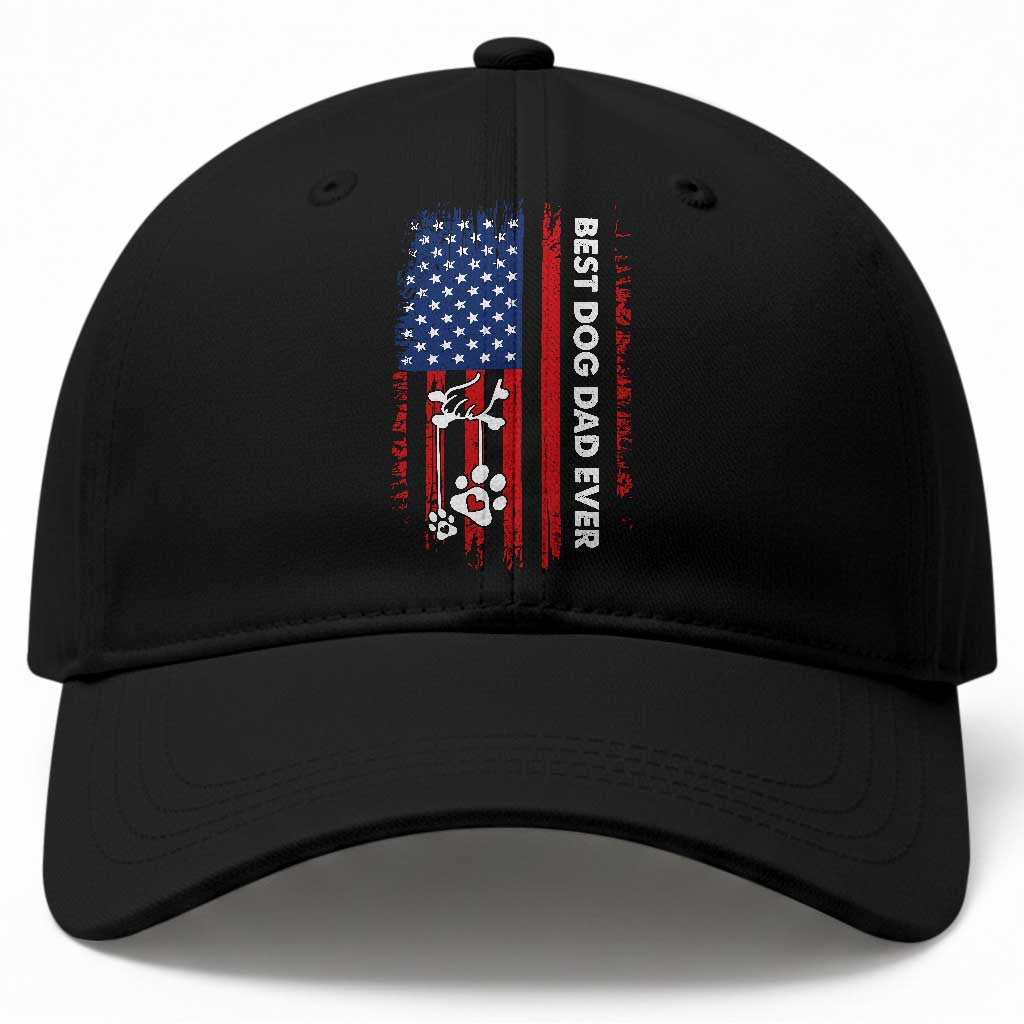 Best Dog Dad Ever Baseball Cap Fathers Day Gift From Dog USA Flag Puppy Lover Paw