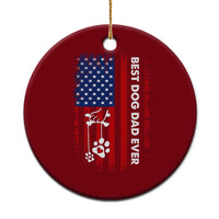Best Dog Dad Ever Ceramic Ornament Fathers Day Gift From Dog USA Flag Puppy Lover Paw