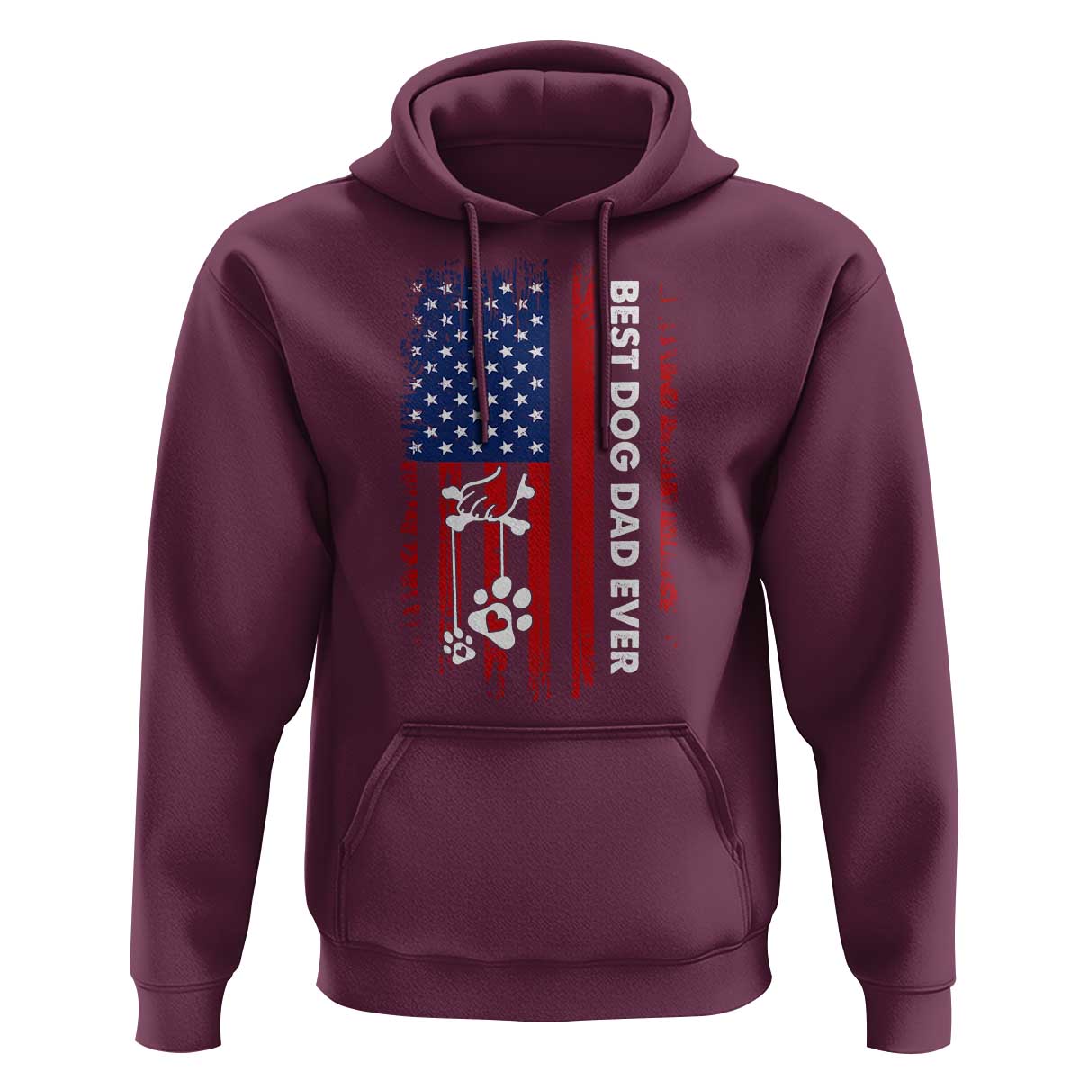 Best Dog Dad Ever Hoodie Fathers Day Gift From Dog USA Flag Puppy Lover Paw