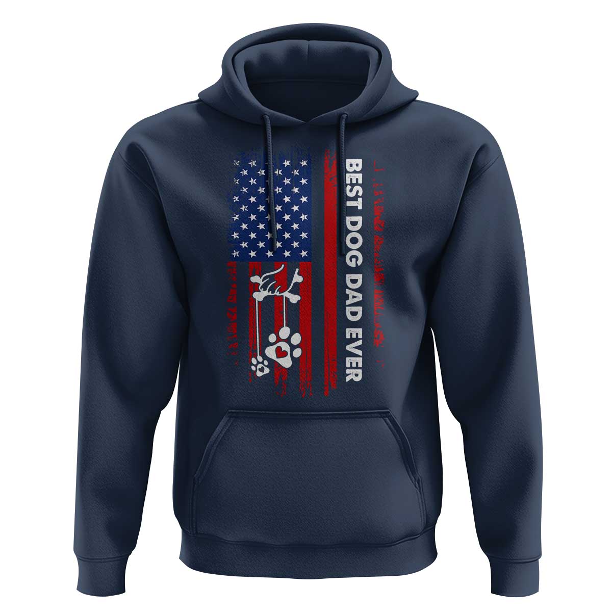 Best Dog Dad Ever Hoodie Fathers Day Gift From Dog USA Flag Puppy Lover Paw
