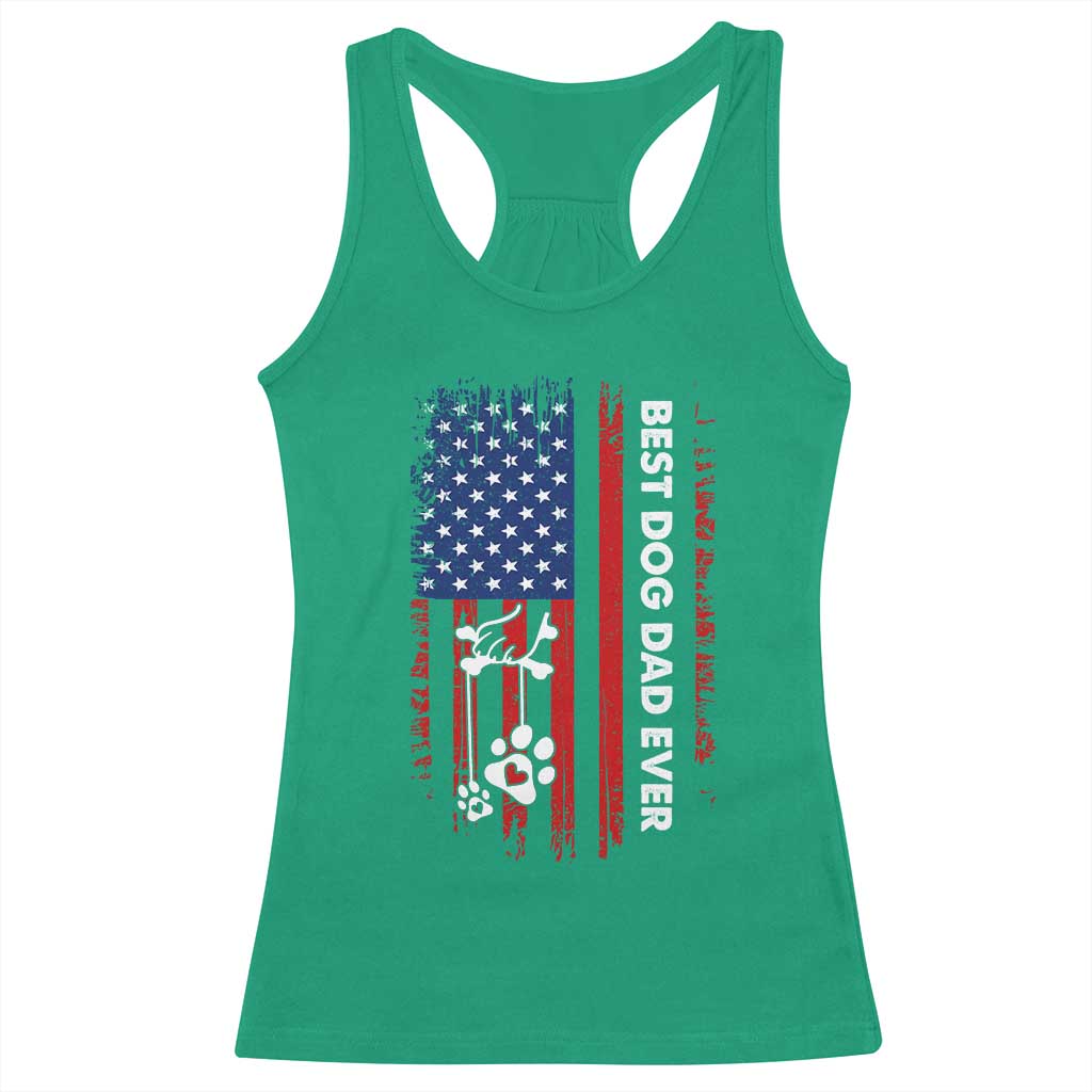 Best Dog Dad Ever Racerback Tank Top Fathers Day Gift From Dog USA Flag Puppy Lover Paw