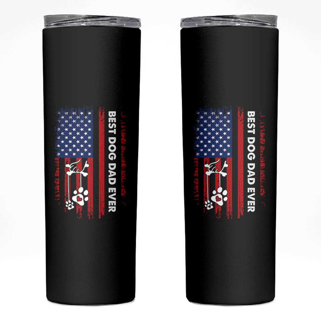 Best Dog Dad Ever Skinny Tumbler Fathers Day Gift From Dog USA Flag Puppy Lover Paw