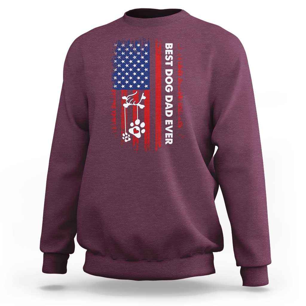 Best Dog Dad Ever Sweatshirt Fathers Day Gift From Dog USA Flag Puppy Lover Paw