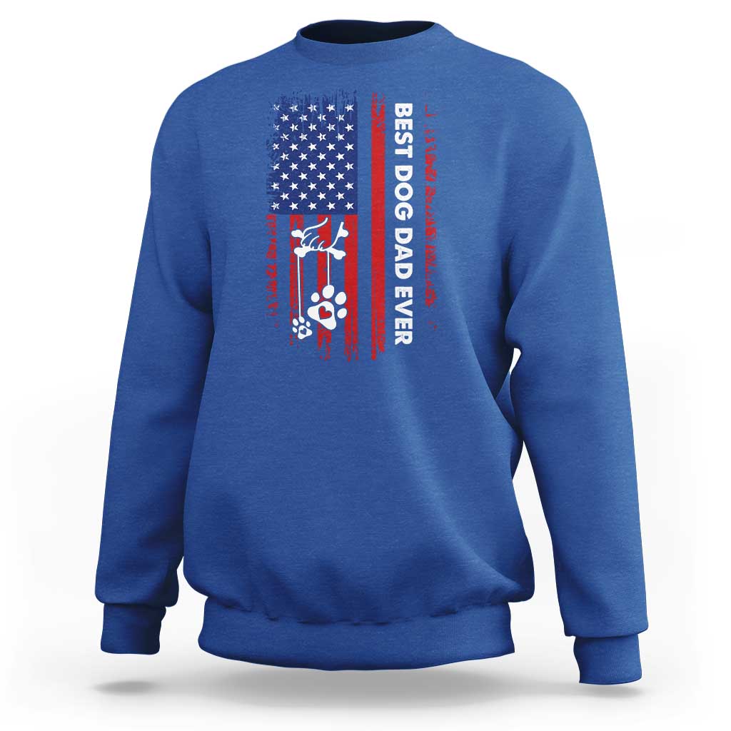 Best Dog Dad Ever Sweatshirt Fathers Day Gift From Dog USA Flag Puppy Lover Paw