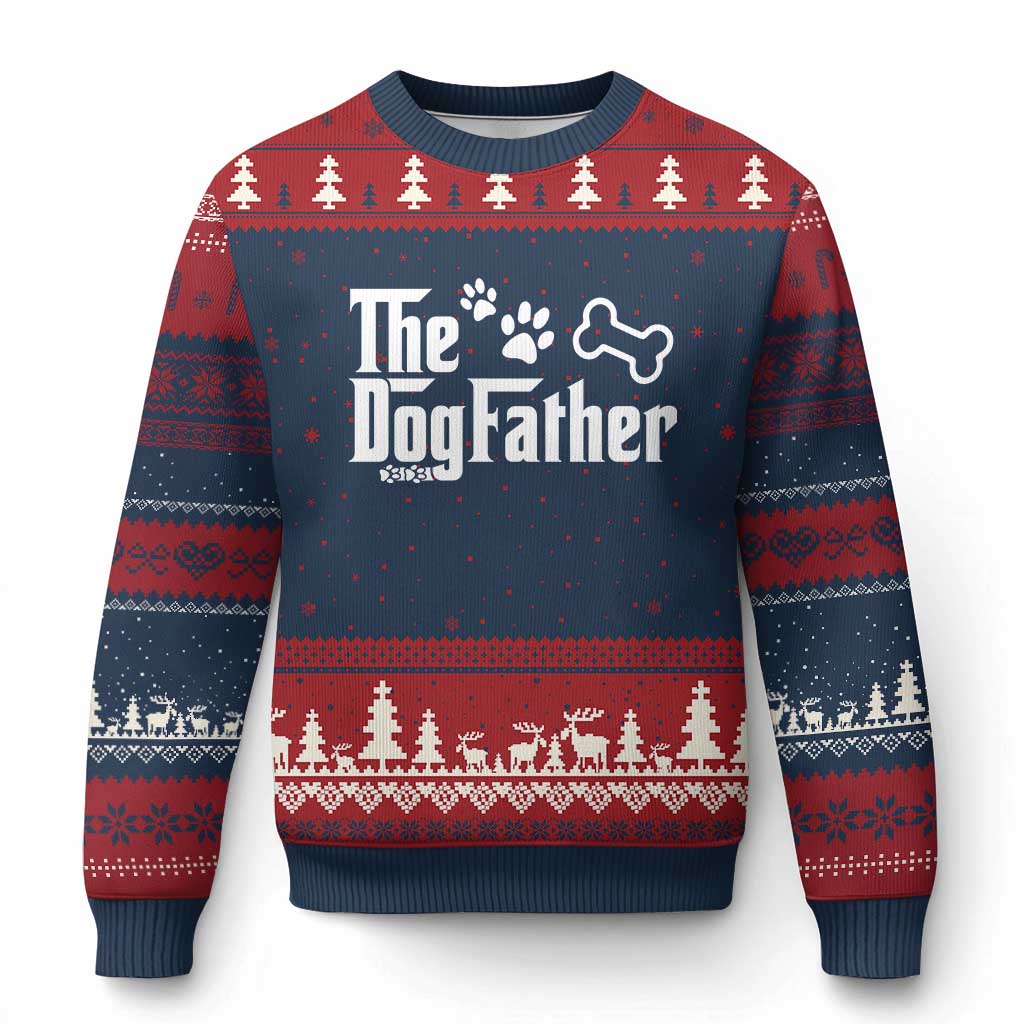 Dog Dad Ugly Christmas Sweater The Dogfather Fathers Day Gift For Dog Lovers