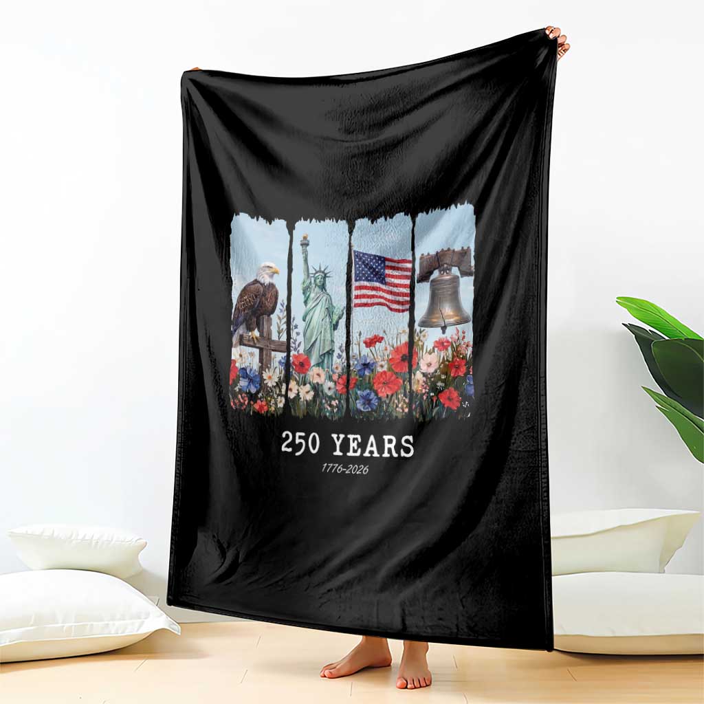 250 Years American 1776 2026 Throw Blanket 250th 4th July Independence Day Eagle Statue of Liberty Flag