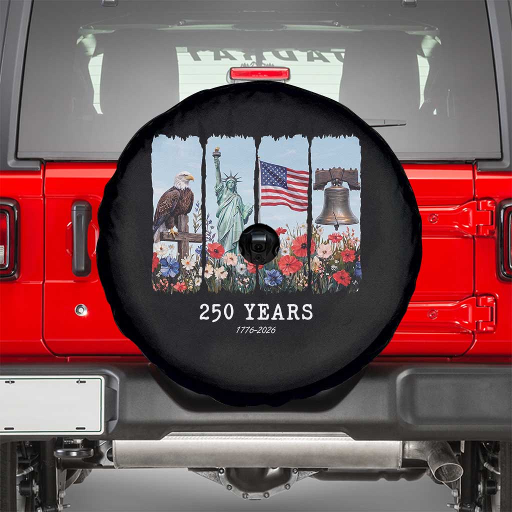 250 Years American 1776 2026 Spare Tire Cover 250th 4th July Independence Day Eagle Statue of Liberty Flag