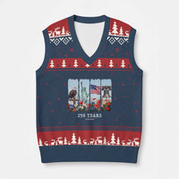 250 Years American 1776 2026 V-Neck Knit Sweater Vest 250th 4th July Independence Day Eagle Statue of Liberty Flag