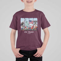 250 Years American 1776 2026 T Shirt For Kid 250th 4th July Independence Day Eagle Statue of Liberty Flag