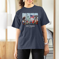 250 Years American 1776 2026 T Shirt For Women 250th 4th July Independence Day Eagle Statue of Liberty Flag