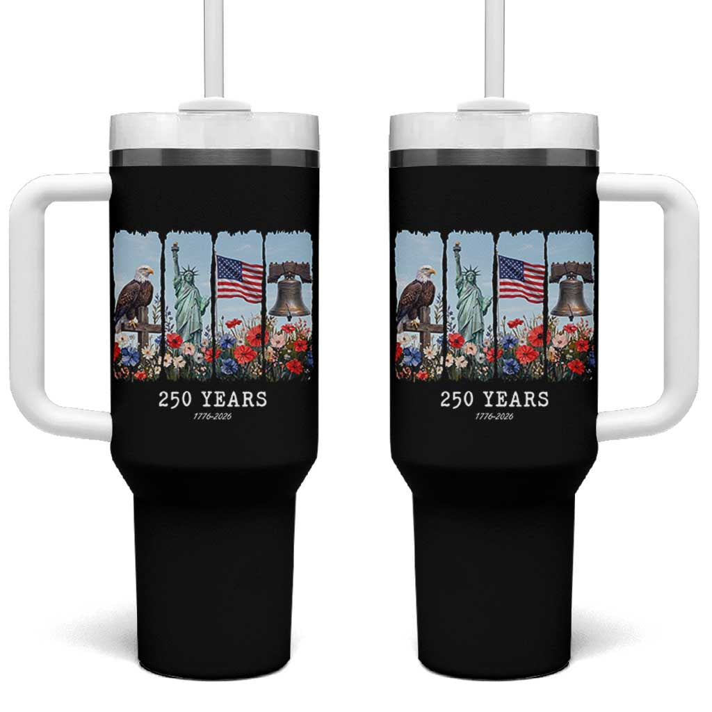 250 Years American 1776 2026 Tumbler With Handle 250th 4th July Independence Day Eagle Statue of Liberty Flag