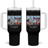 250 Years American 1776 2026 Tumbler With Handle 250th 4th July Independence Day Eagle Statue of Liberty Flag