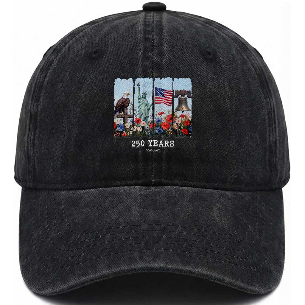 250 Years American 1776 2026 Washed Cotton Baseball Cap 250th 4th July Independence Day Eagle Statue of Liberty Flag