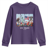 250 Years American 1776 2026 Youth Sweatshirt 250th 4th July Independence Day Eagle Statue of Liberty Flag
