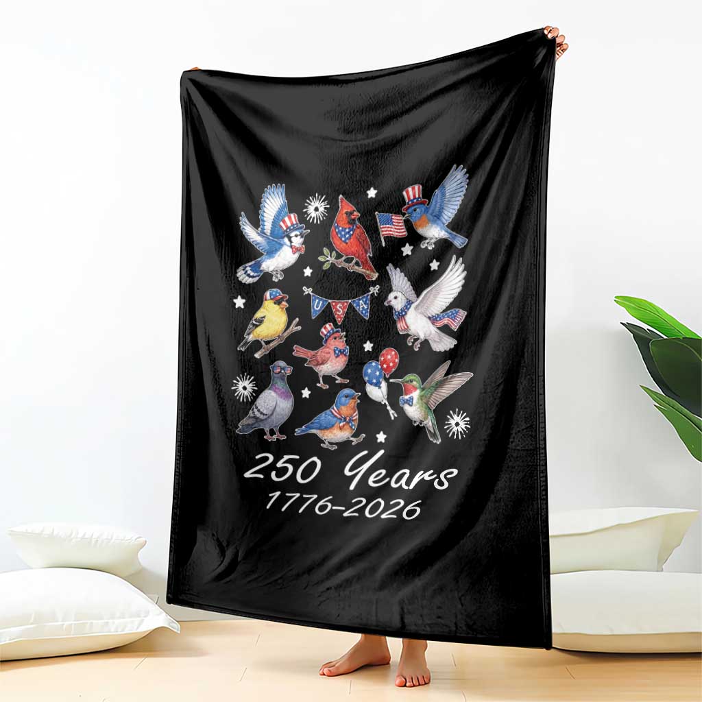 USA 250th Anniversary Bird Throw Blanket Patriotic American Birds Independence Day Birdwatchers Birders