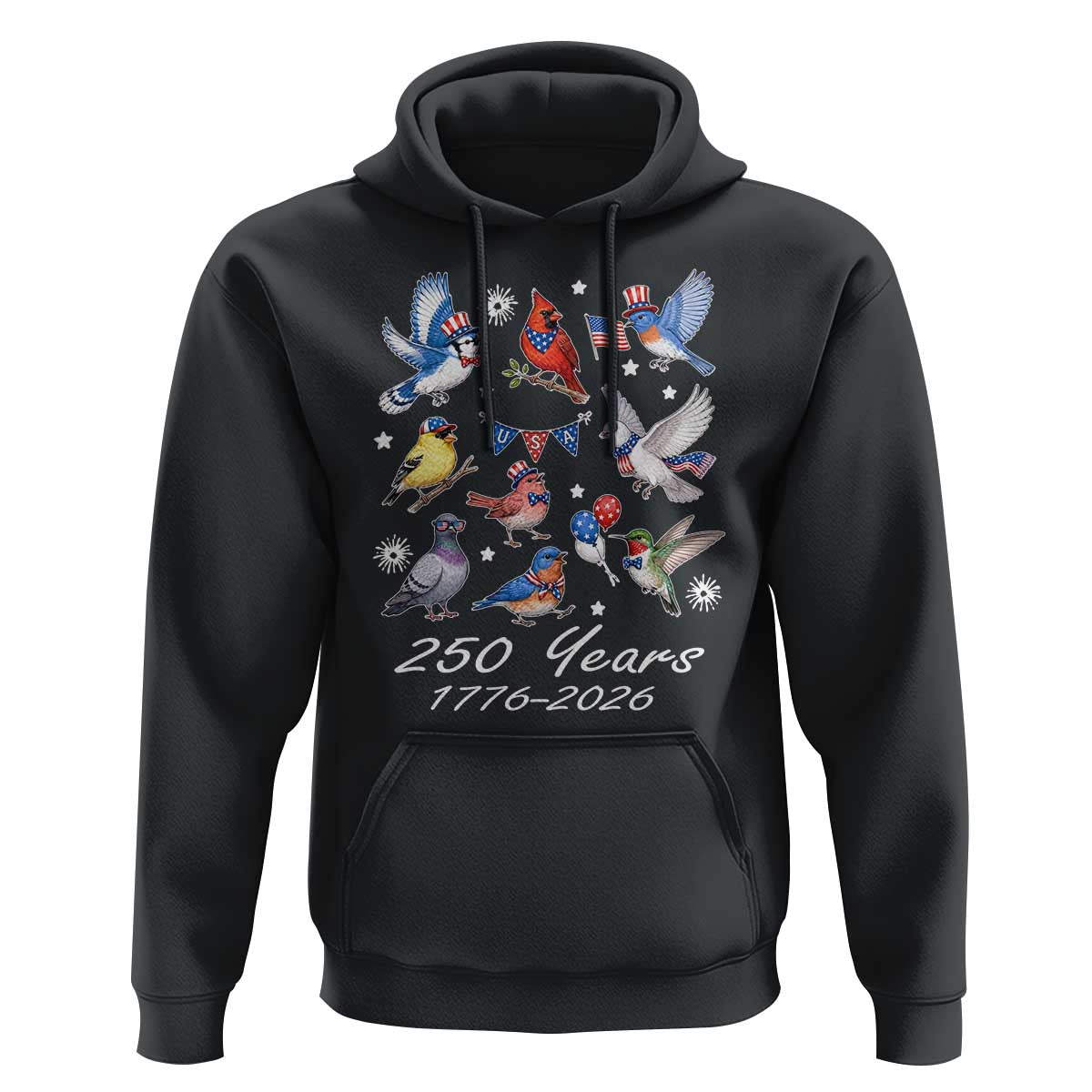 USA 250th Anniversary Bird Hoodie Patriotic American Birds Independence Day Birdwatchers Birders