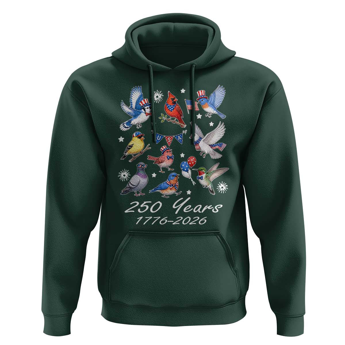 USA 250th Anniversary Bird Hoodie Patriotic American Birds Independence Day Birdwatchers Birders