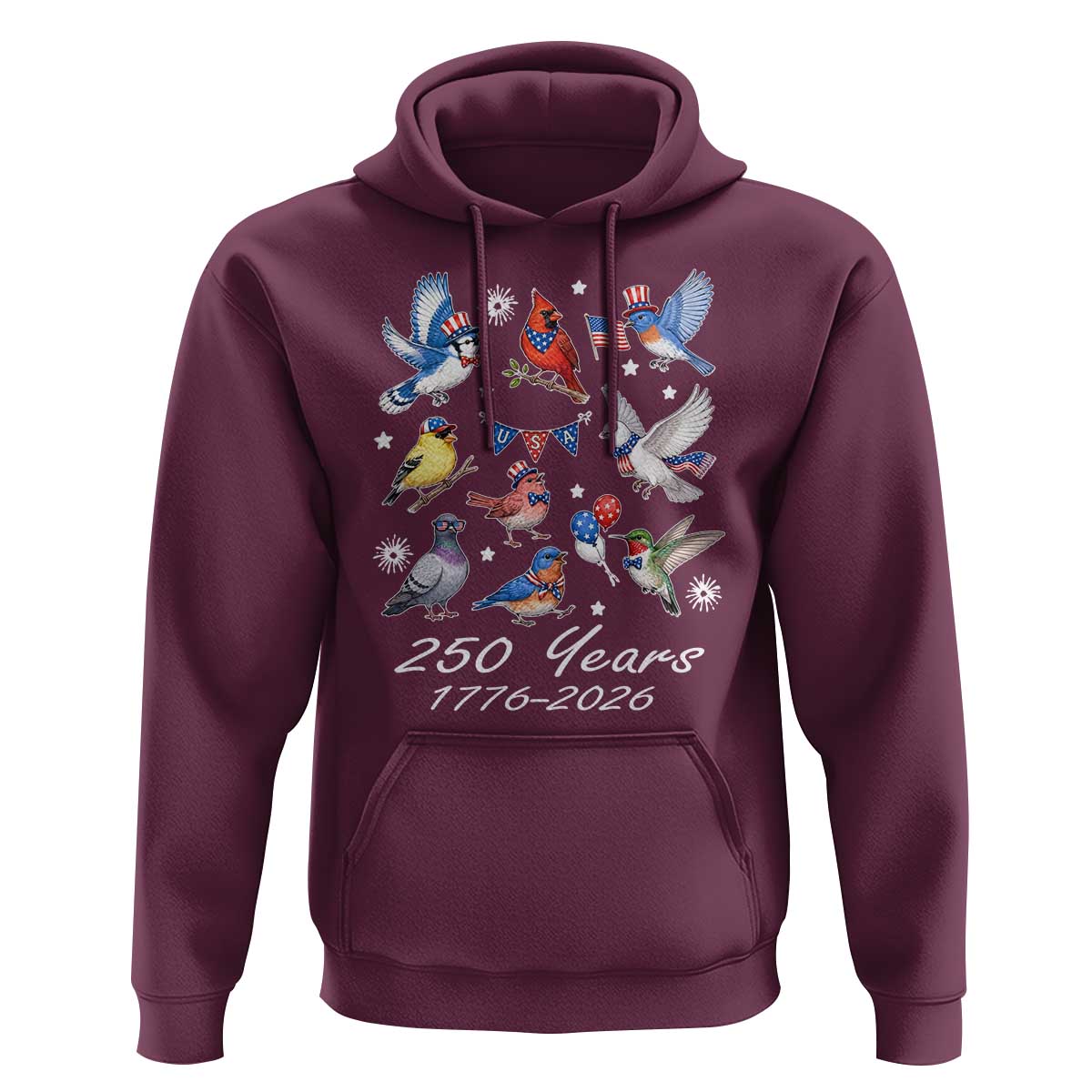 USA 250th Anniversary Bird Hoodie Patriotic American Birds Independence Day Birdwatchers Birders