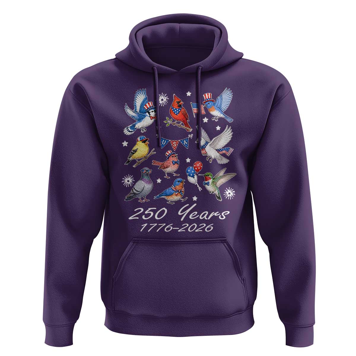 USA 250th Anniversary Bird Hoodie Patriotic American Birds Independence Day Birdwatchers Birders