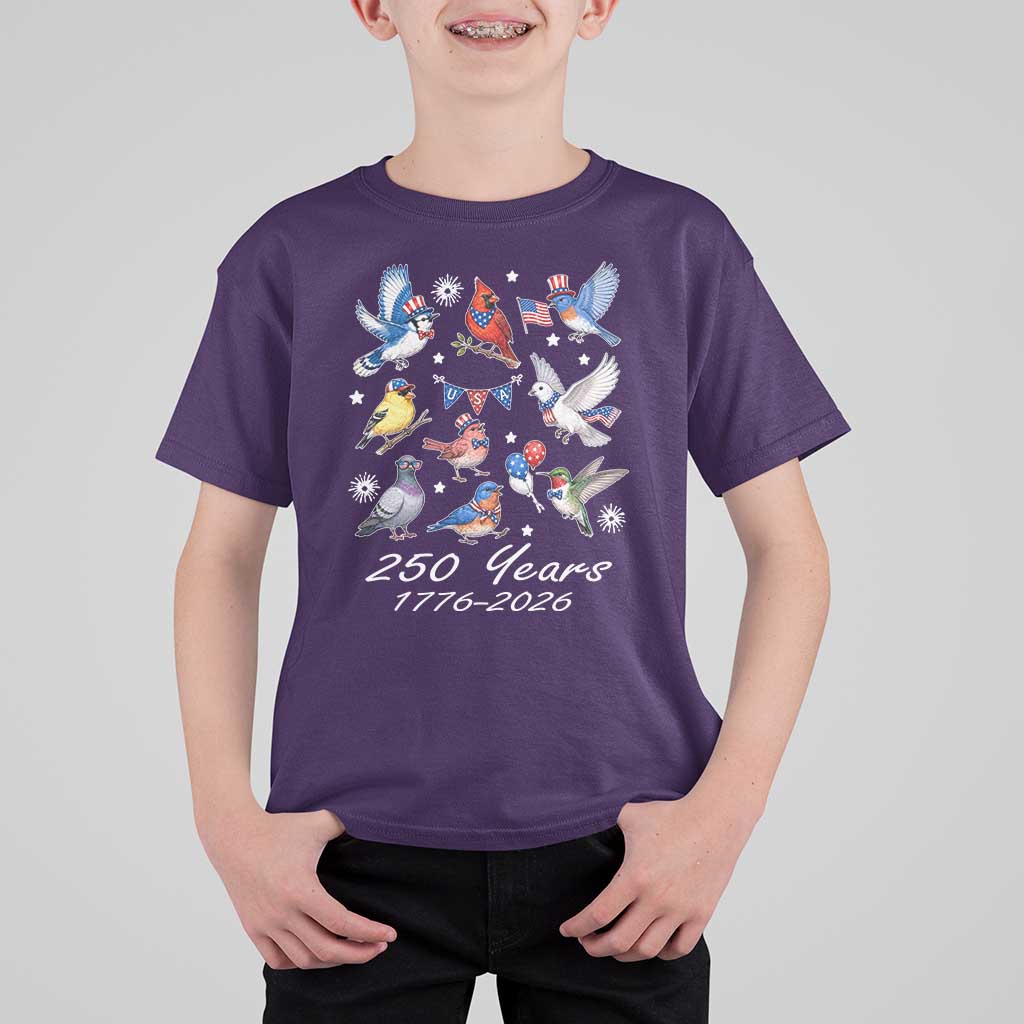 USA 250th Anniversary Bird T Shirt For Kid Patriotic American Birds Independence Day Birdwatchers Birders