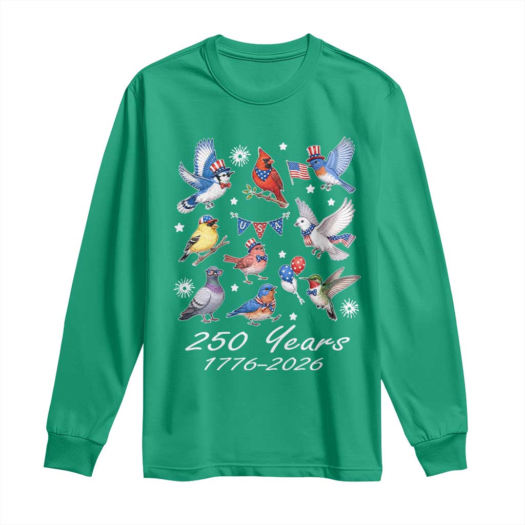 USA 250th Anniversary Bird Long Sleeve Shirt Patriotic American Birds Independence Day Birdwatchers Birders