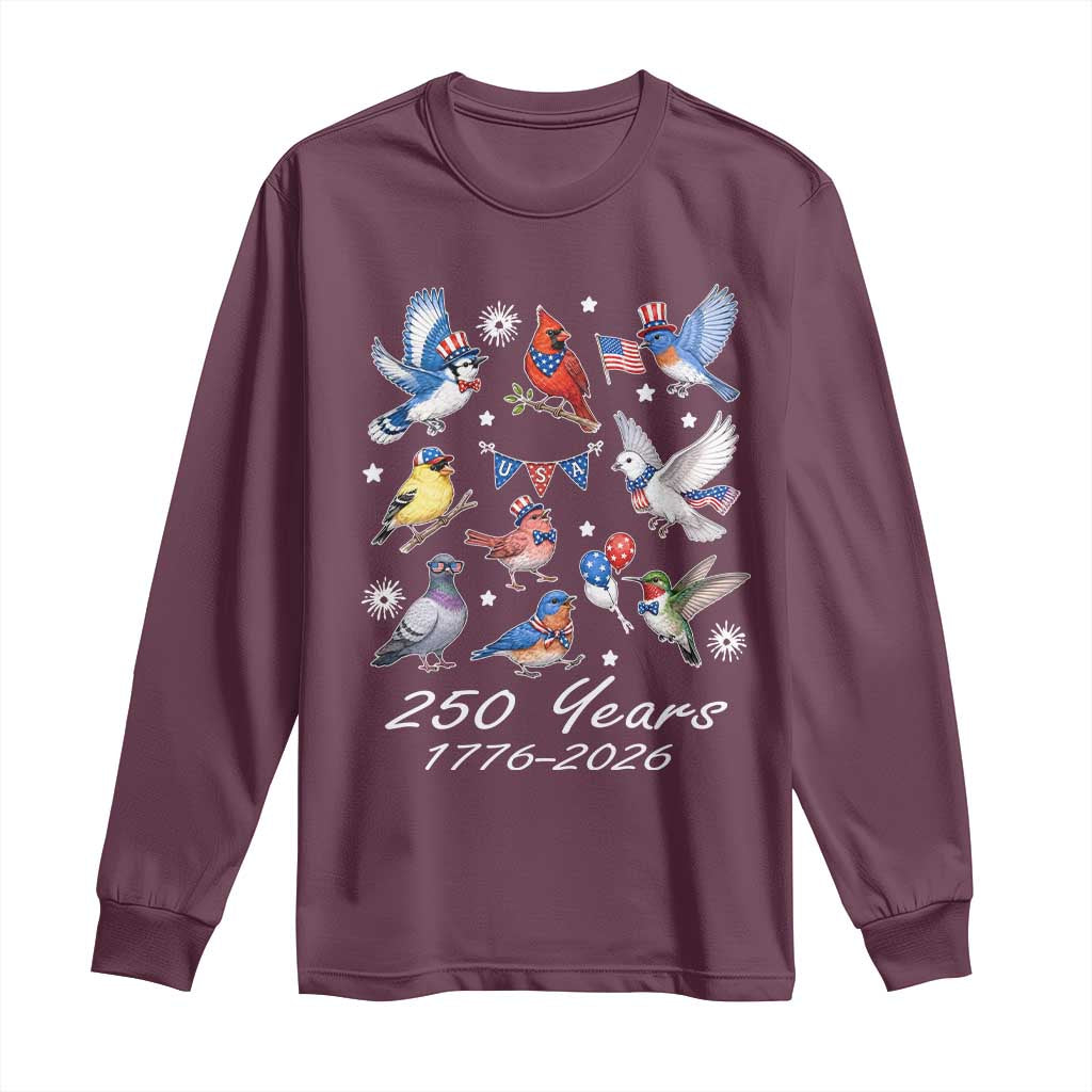 USA 250th Anniversary Bird Long Sleeve Shirt Patriotic American Birds Independence Day Birdwatchers Birders