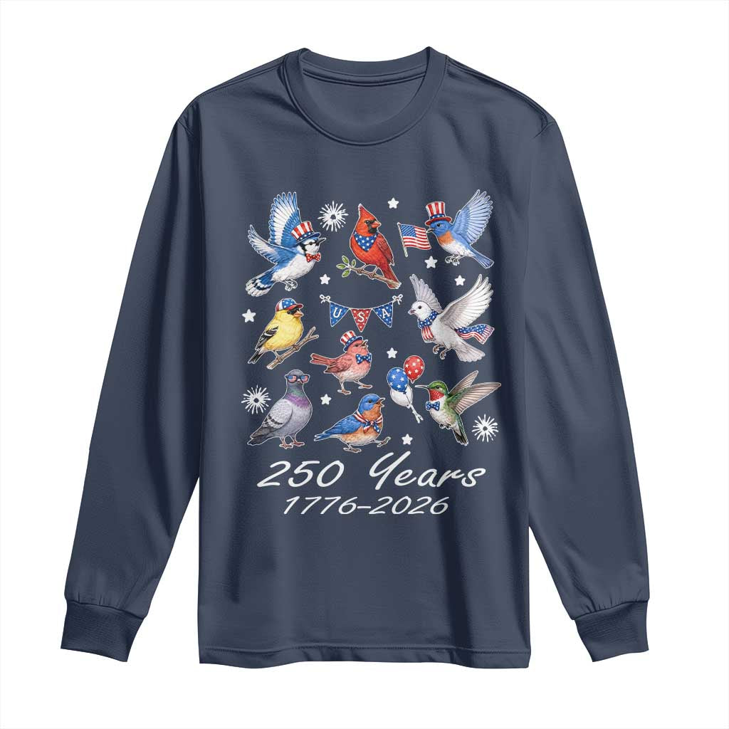 USA 250th Anniversary Bird Long Sleeve Shirt Patriotic American Birds Independence Day Birdwatchers Birders