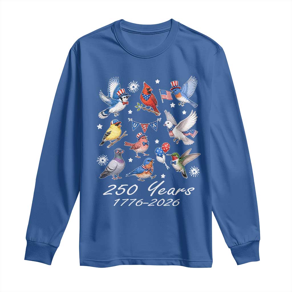 USA 250th Anniversary Bird Long Sleeve Shirt Patriotic American Birds Independence Day Birdwatchers Birders