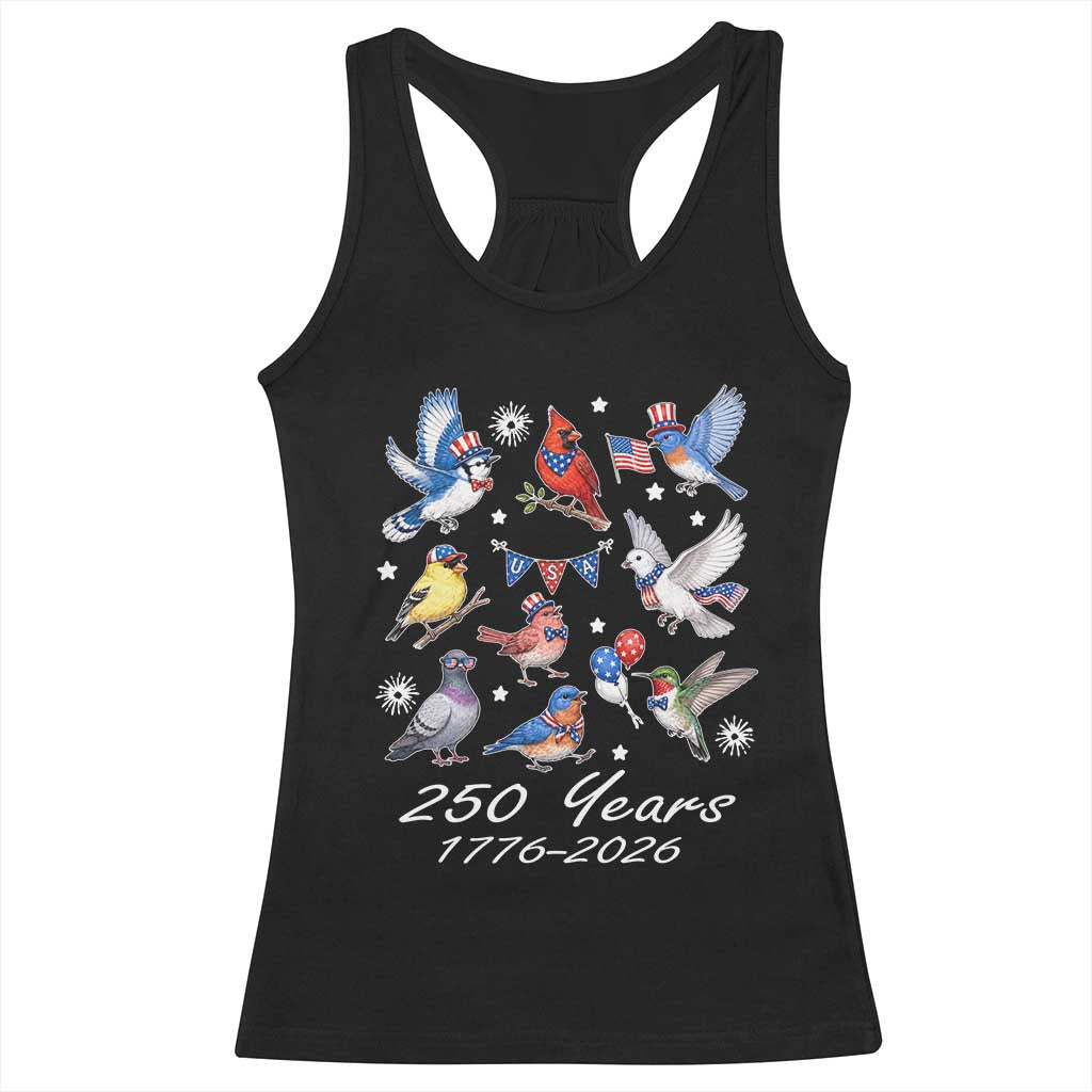 USA 250th Anniversary Bird Racerback Tank Top Patriotic American Birds Independence Day Birdwatchers Birders