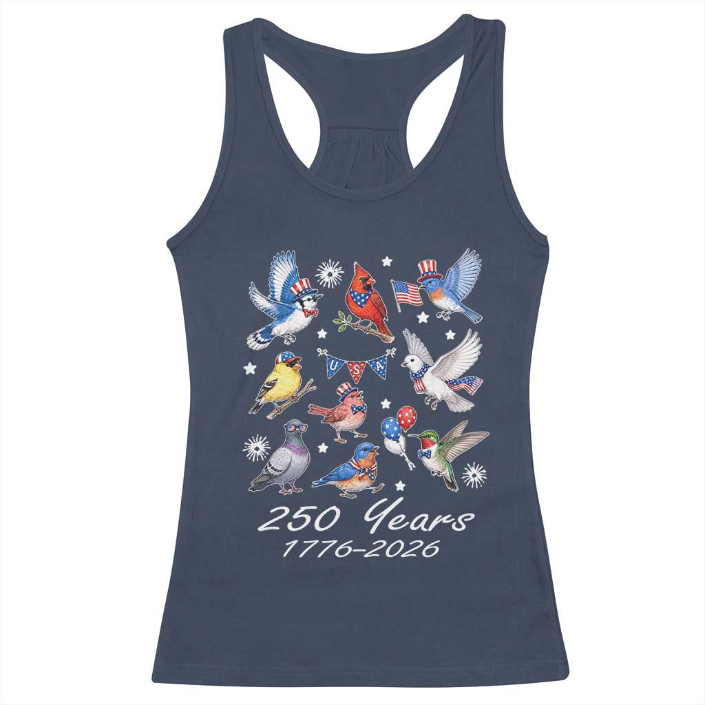 USA 250th Anniversary Bird Racerback Tank Top Patriotic American Birds Independence Day Birdwatchers Birders