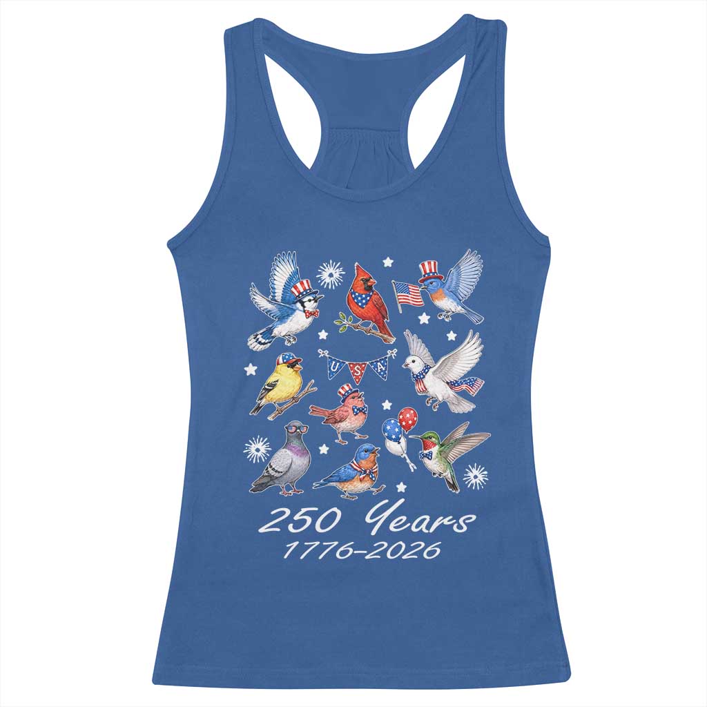 USA 250th Anniversary Bird Racerback Tank Top Patriotic American Birds Independence Day Birdwatchers Birders