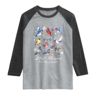 USA 250th Anniversary Bird Raglan Shirt Patriotic American Birds Independence Day Birdwatchers Birders