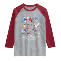USA 250th Anniversary Bird Raglan Shirt Patriotic American Birds Independence Day Birdwatchers Birders
